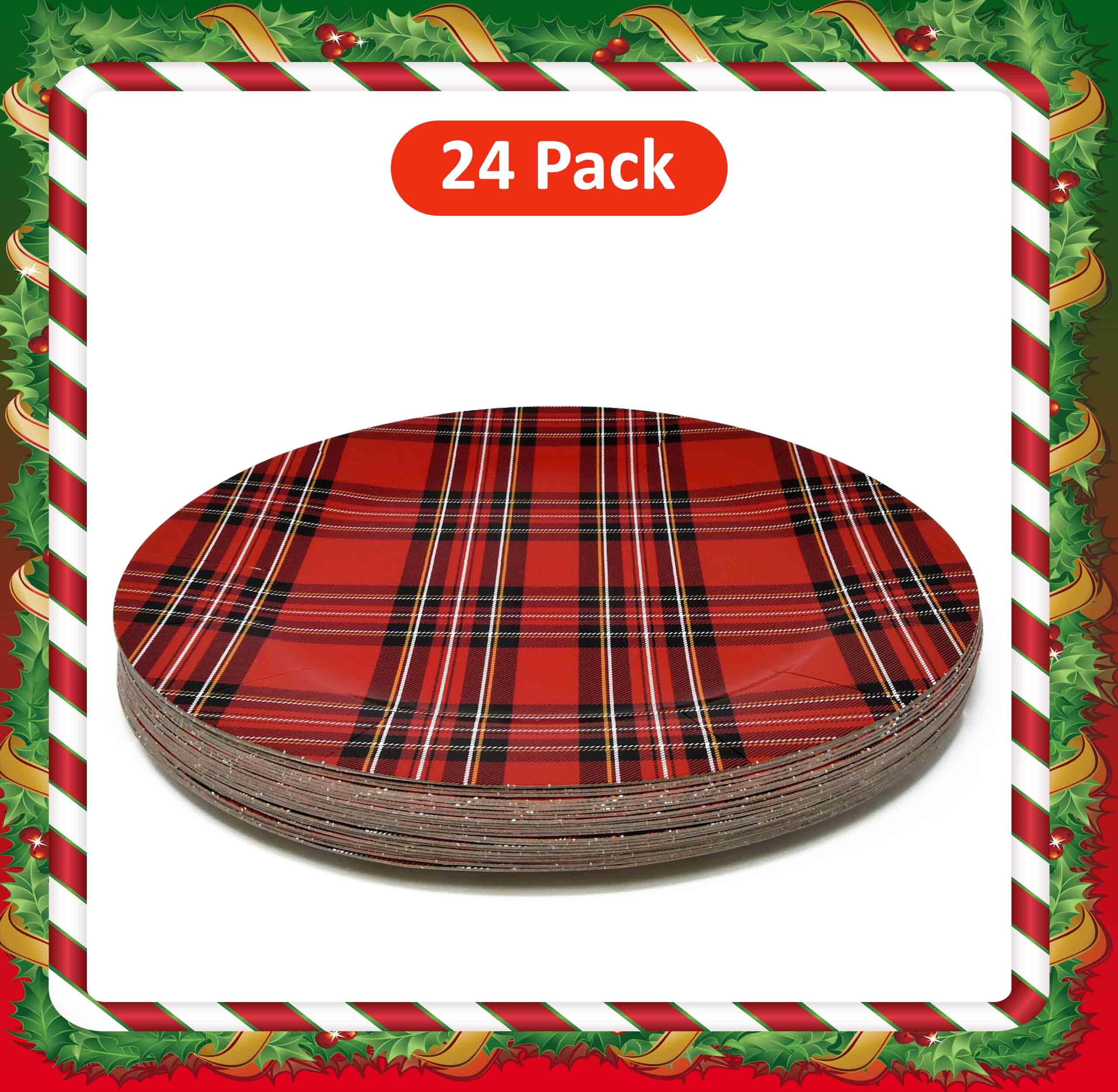 Gift Boutique buffalo plaid charger 13in heavy-duty disposable provides sturdy plate support.