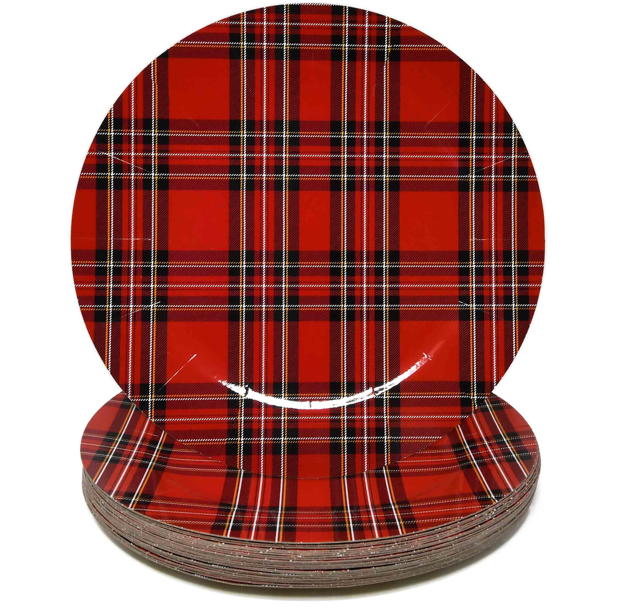 Gift Boutique buffalo plaid charger 13in pebbled surface adds texture and elegance.