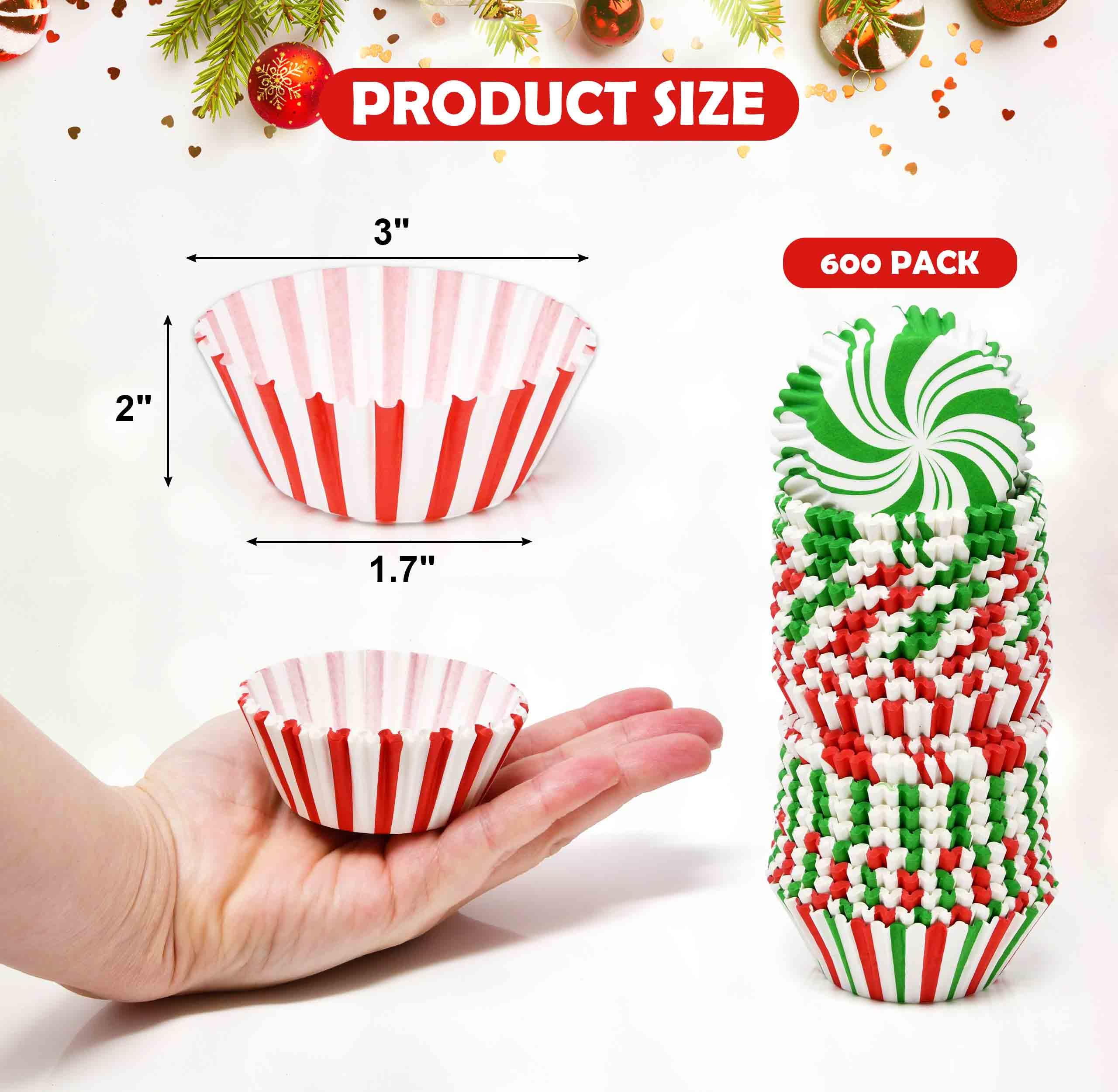 Gift Boutique candy cane swirl liners in red green white add holiday charm.