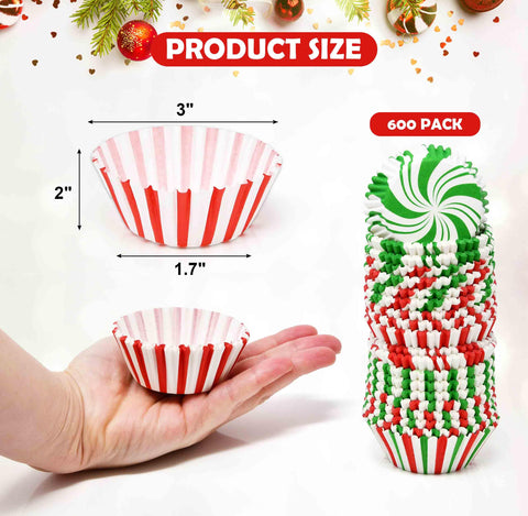 Gift Boutique candy cane swirl liners in red green white add holiday charm.