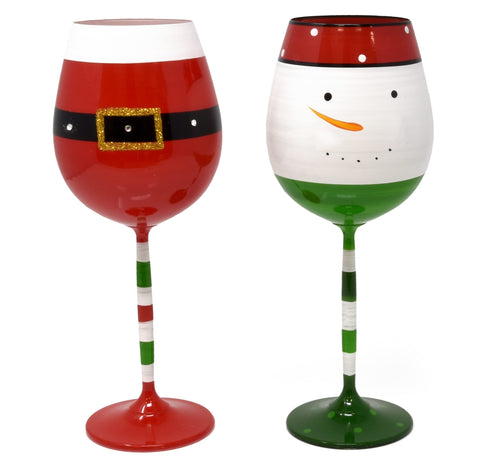 Gift Boutique Santa belt wine glass set adds festive cheer to holiday dinners.
