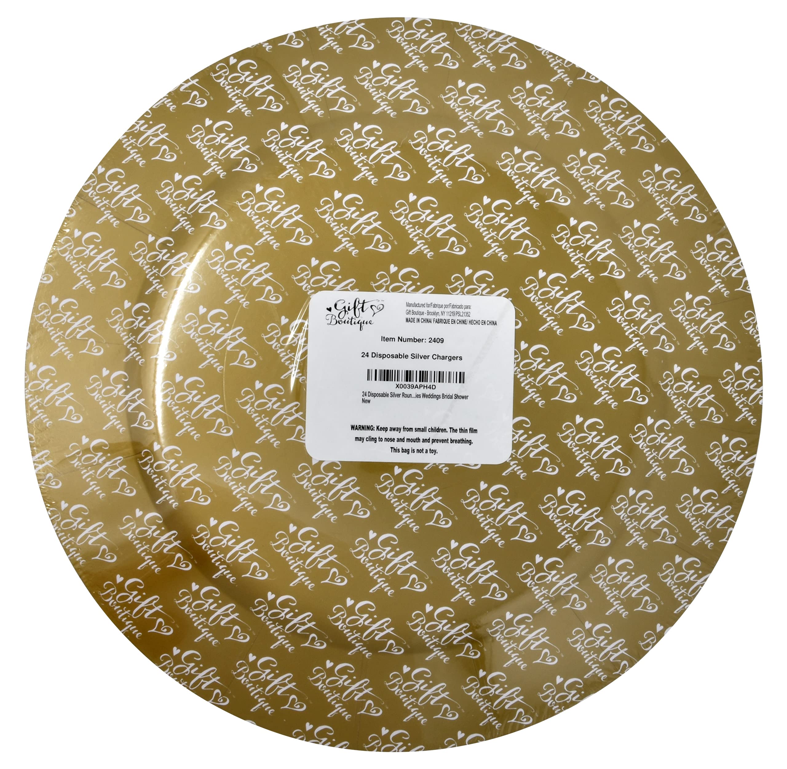 Gift Boutique not microwave or dishwasher safe charger plate.