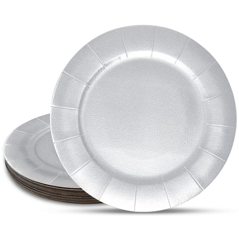 Gift Boutique silver round charger plates 13inch add elegant table setting and easy disposal.
