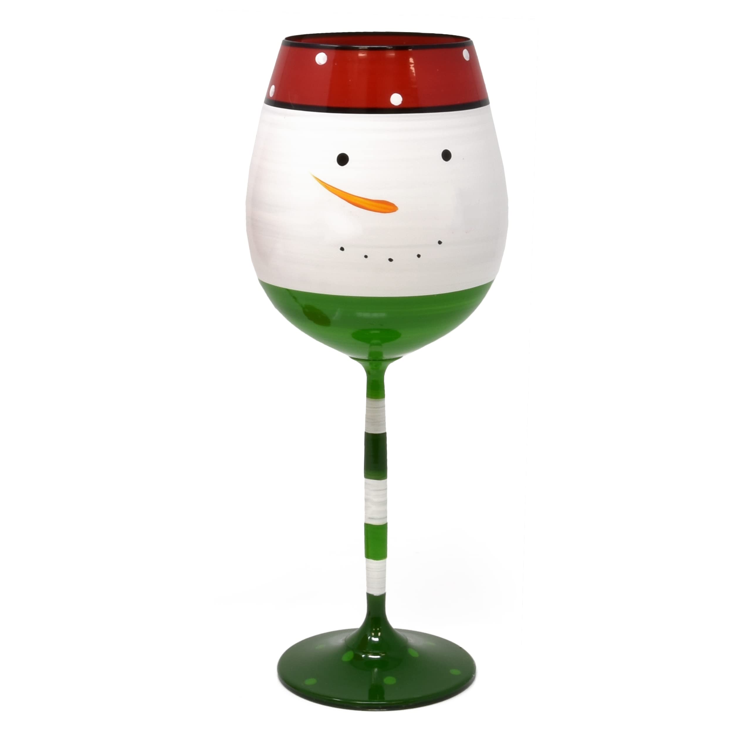 Gift Boutique hand-painted goblets in red, green, white for Christmas decor.