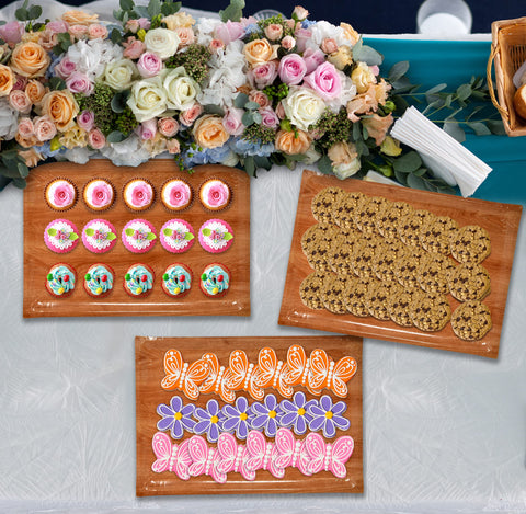 Gift Boutique 10-tray set provides sturdy, portable dessert and fruit platters.