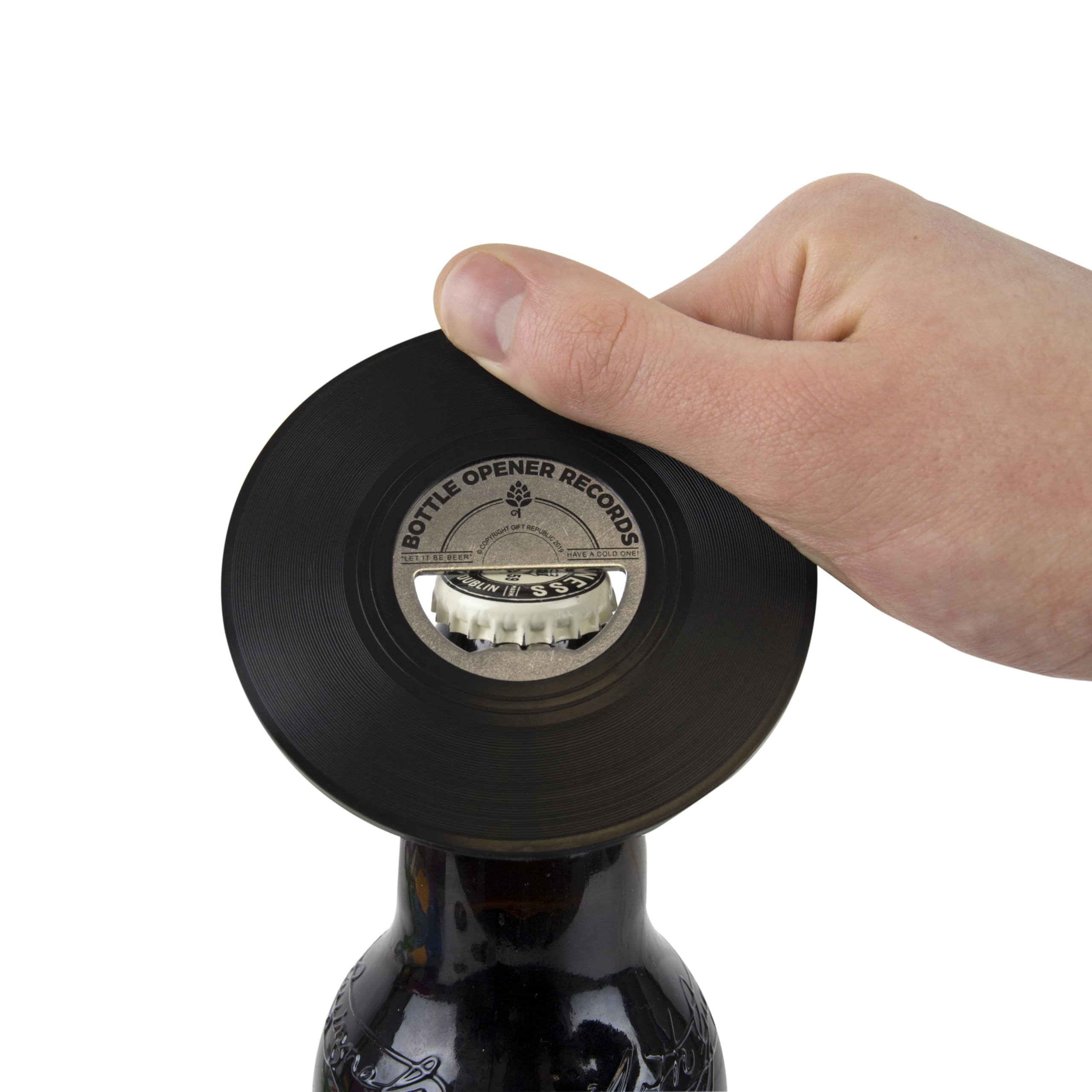 Gift Republic vinyl record-shaped bottle opener retro desk accessory for beer lovers