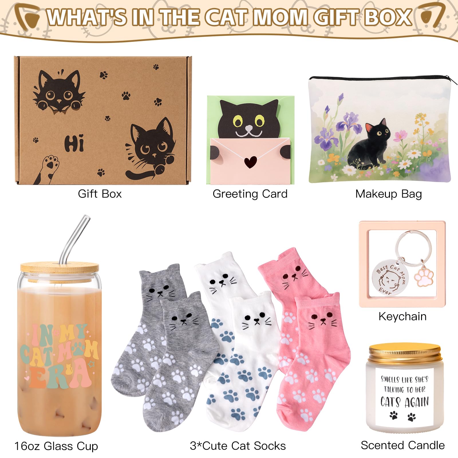 Giftissimo cat lover gifts box scented candle – lavender aroma for relaxing moments.