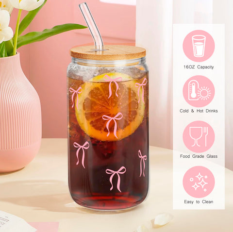 GiftPeak bamboo lid glass cup combines natural materials with durability.
