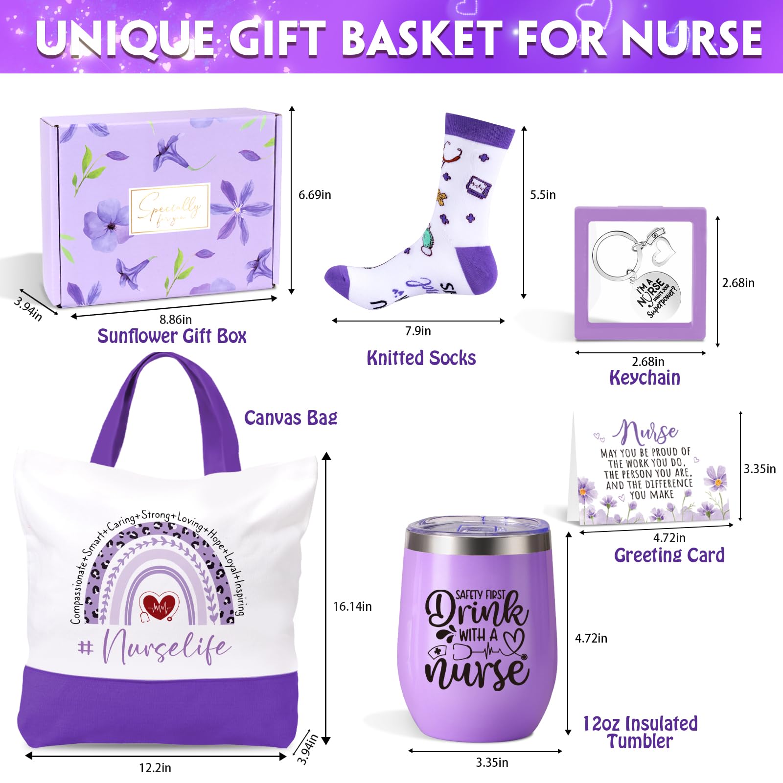 GiftPeak nurse tote bag with nurselife print for work or school