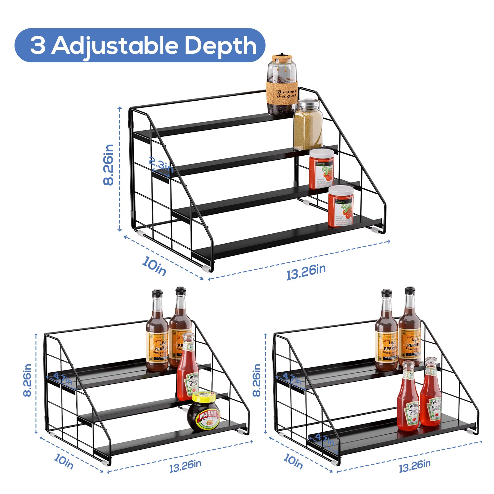 GIGIFTREE stepped design offers clear visibility for quick spice selection.