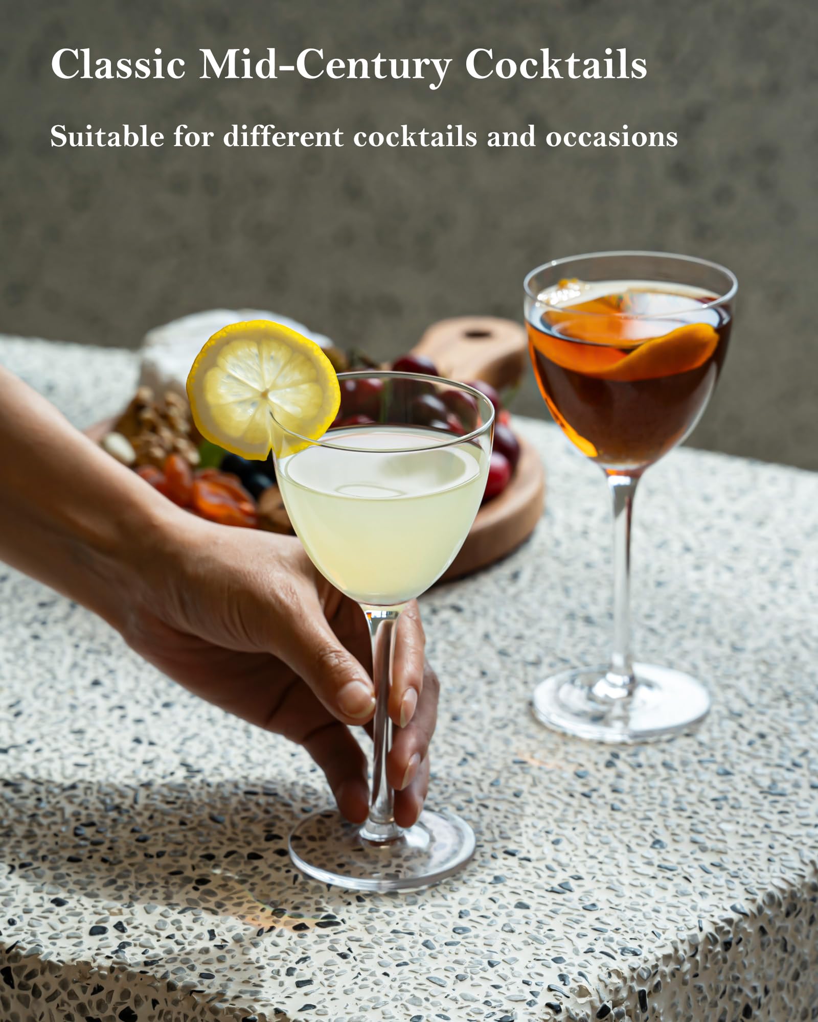 GIHOP Nick and Nora glasses 5-8oz, ideal for martinis and cosmopolitans.