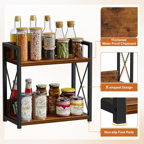 Giikin 2-tier spice rack close-up showing organized spice storage.