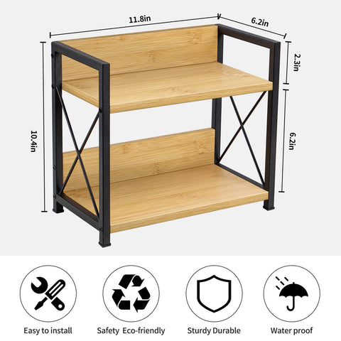 Giikin black matte frame and bamboo shelves add stylish contrast.