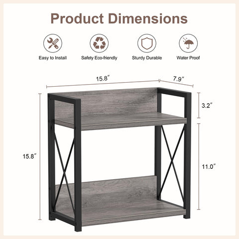 Giikin coffee bar 2-tier rack side view highlights sturdy frame and compact footprint