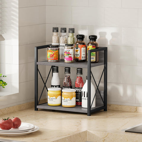 Giikin coffee-bar organizer gray ideal for mugs and condiments