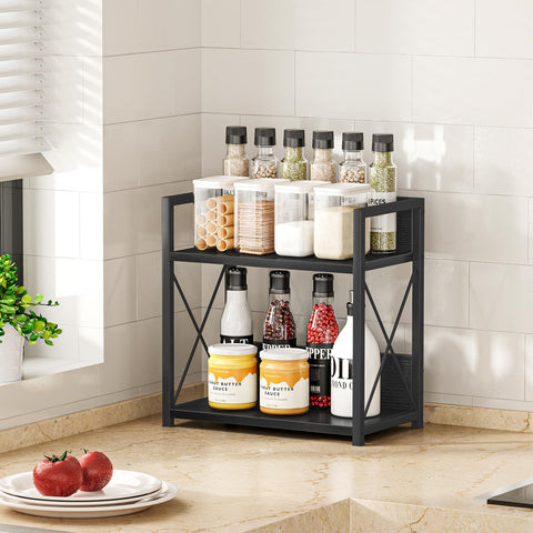 Giikin countertop organizer bar coffee station setup with creamers and cups.