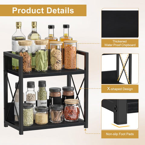 Giikin countertop organizer black metal frame highlights modern kitchen style.