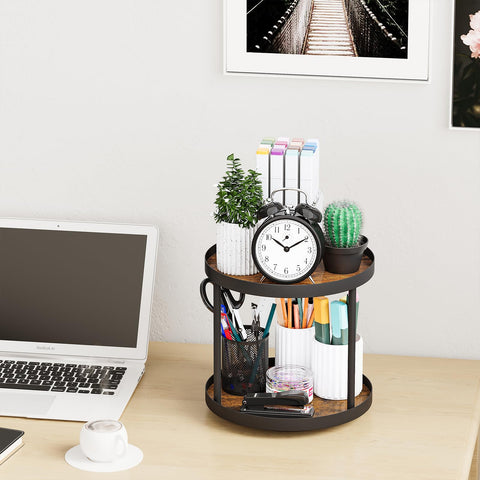 Large-capacity countertop storage on Giikin two-tier turntable