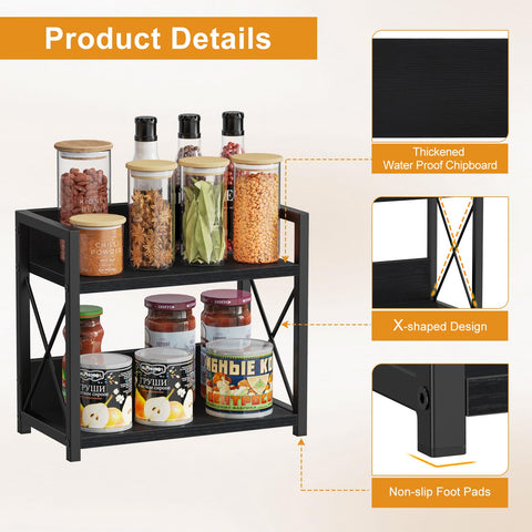 Giikin durable metal frame countertop shelf for sturdy spice storage.