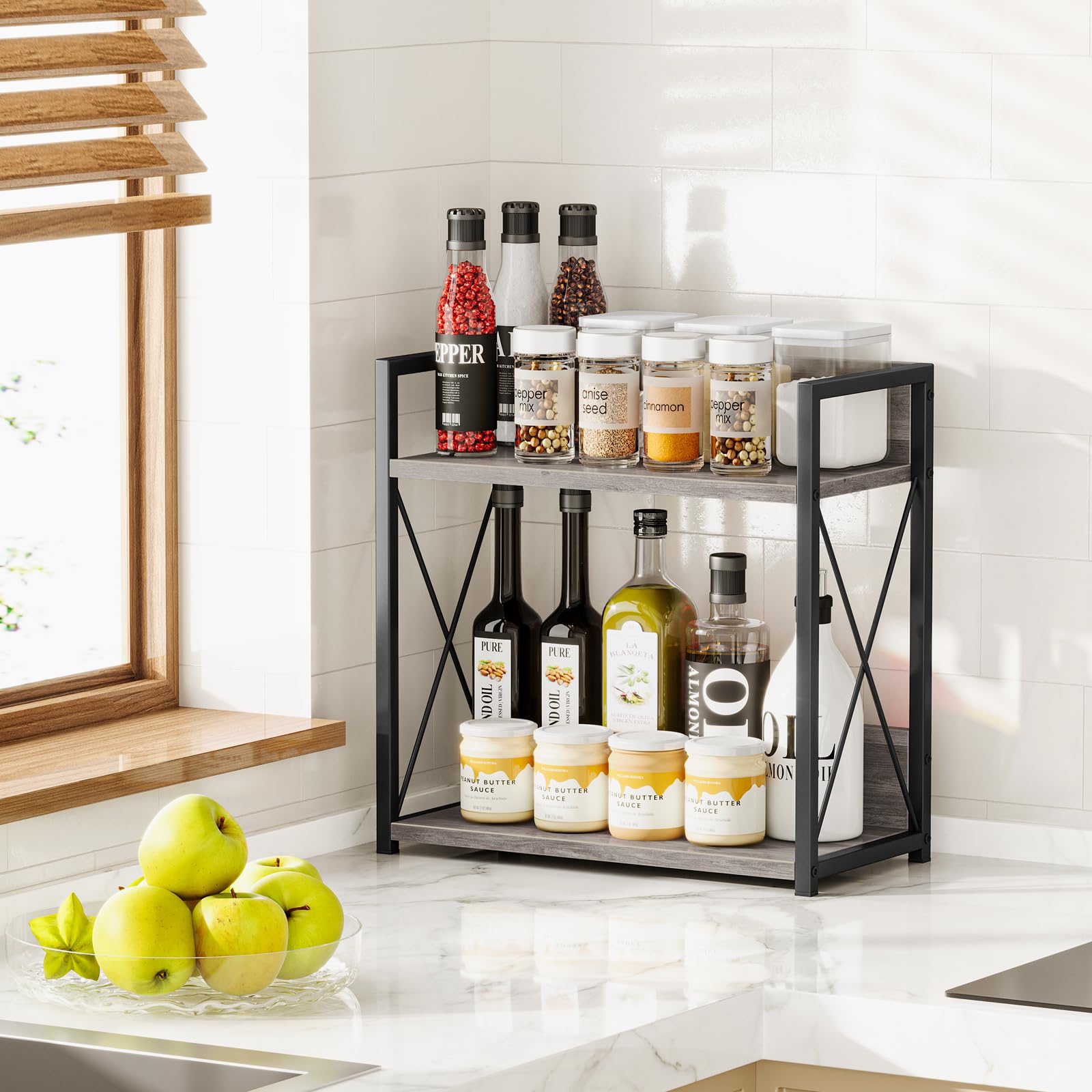 Giikin kitchen coffee bar organization use case image highlights tidy space for cups and syrups