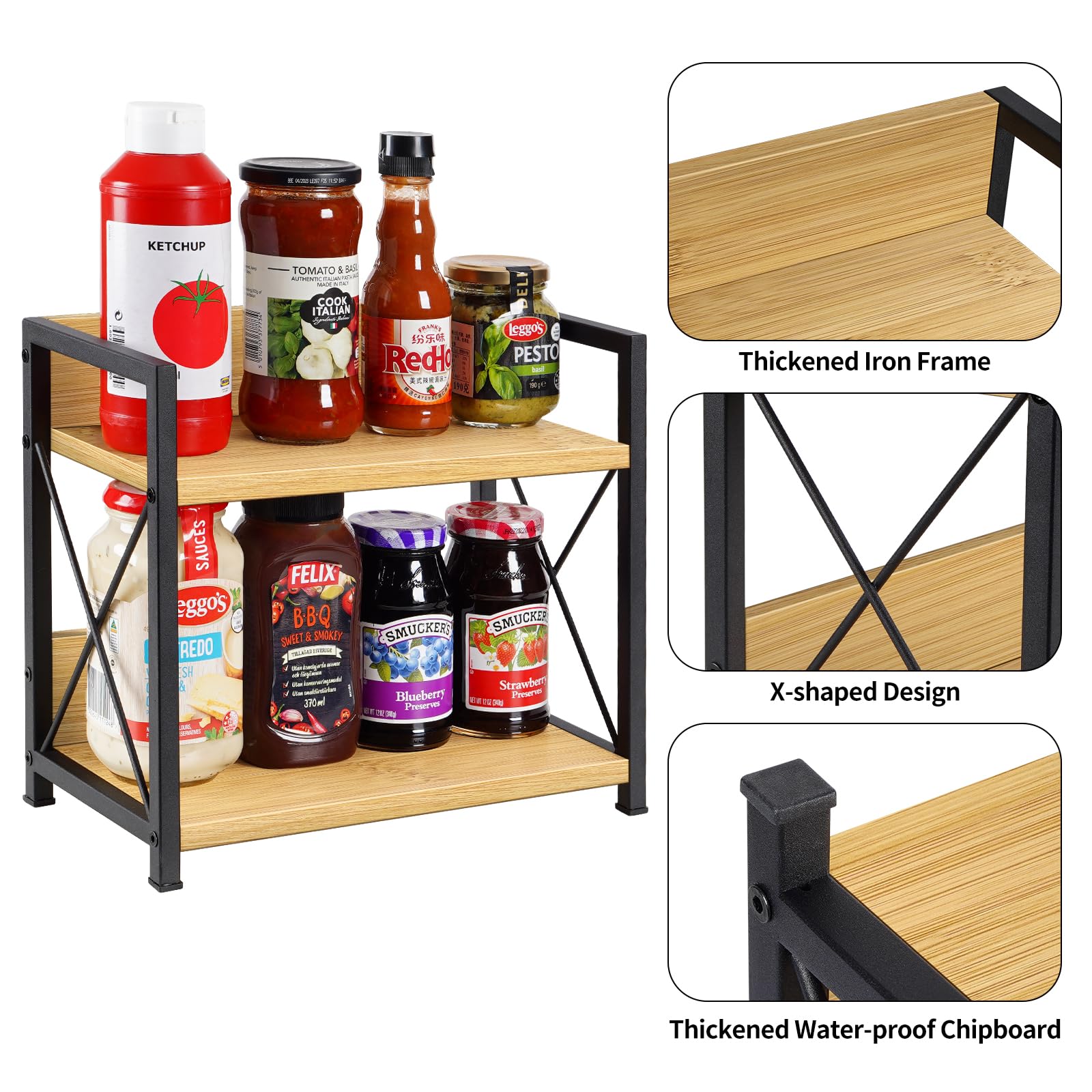 Rustic bamboo shelves from Giikin with natural texture and warm tones.