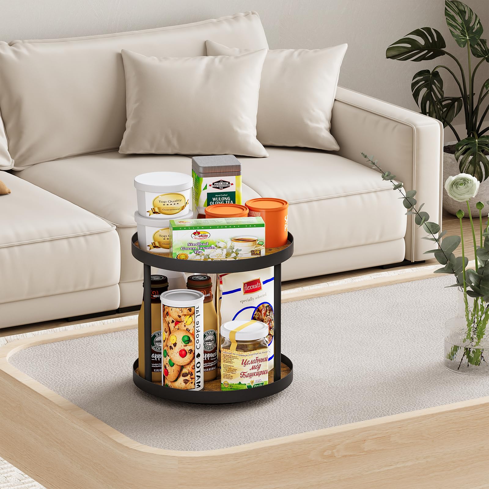Wooden Giikin spice rack organizer showcases spacious design