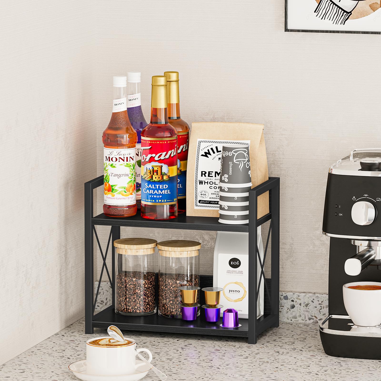 Giikin vintage-industrial black matte frame adds chic style.