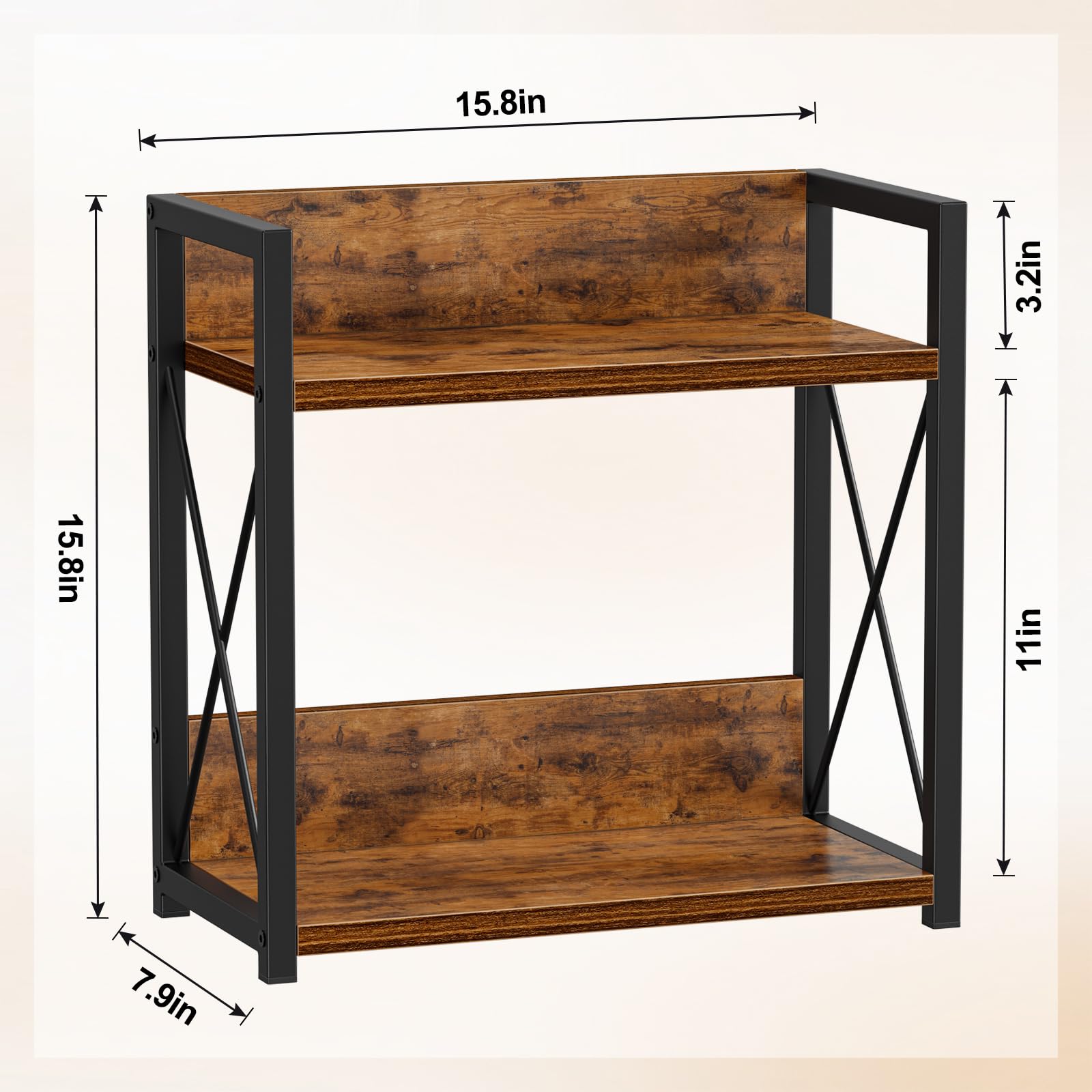 Giikin wood coffee bar organizer in brown finish for a neat station.