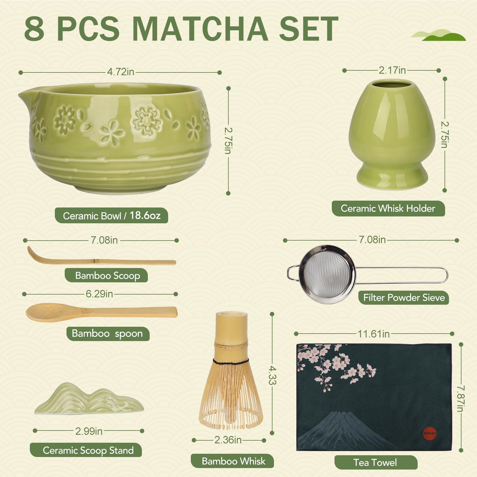 Giiouni ceramic chasen holder protects the whisk and preserves shape.