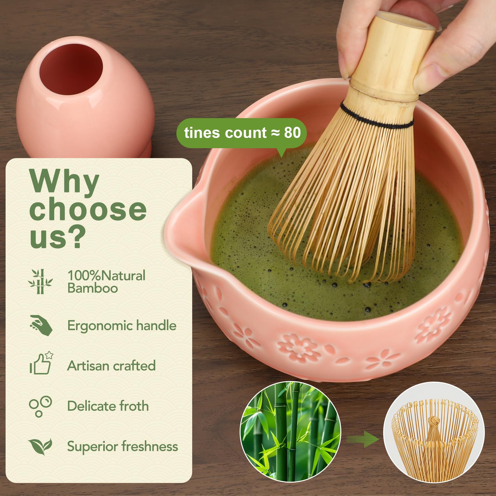Giiouni stainless steel sifter for smooth matcha texture