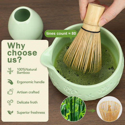 Giiouni stainless steel sifter for smooth matcha textures.