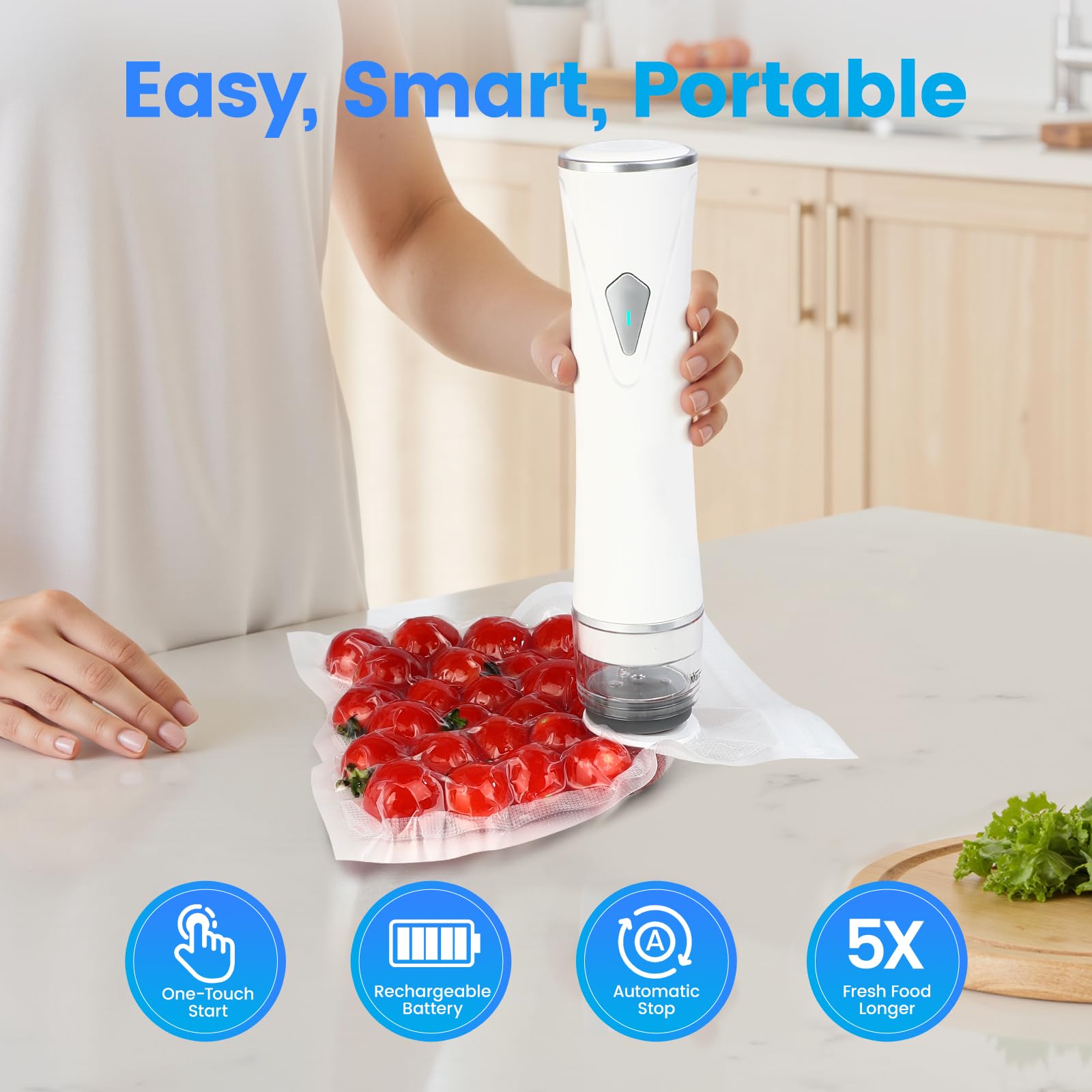 Gikxki vacuum sealer suction action seals bags quickly and securely.