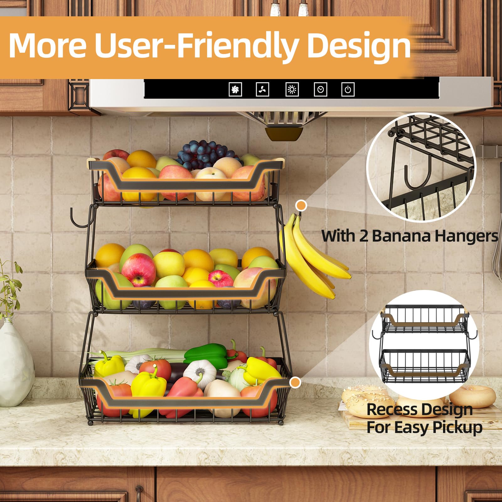 GILLAS banana hangers close-up highlighting built-in fruit hanging options