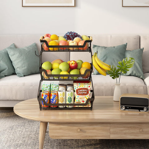 GILLAS black fruit basket on a countertop with modern decor