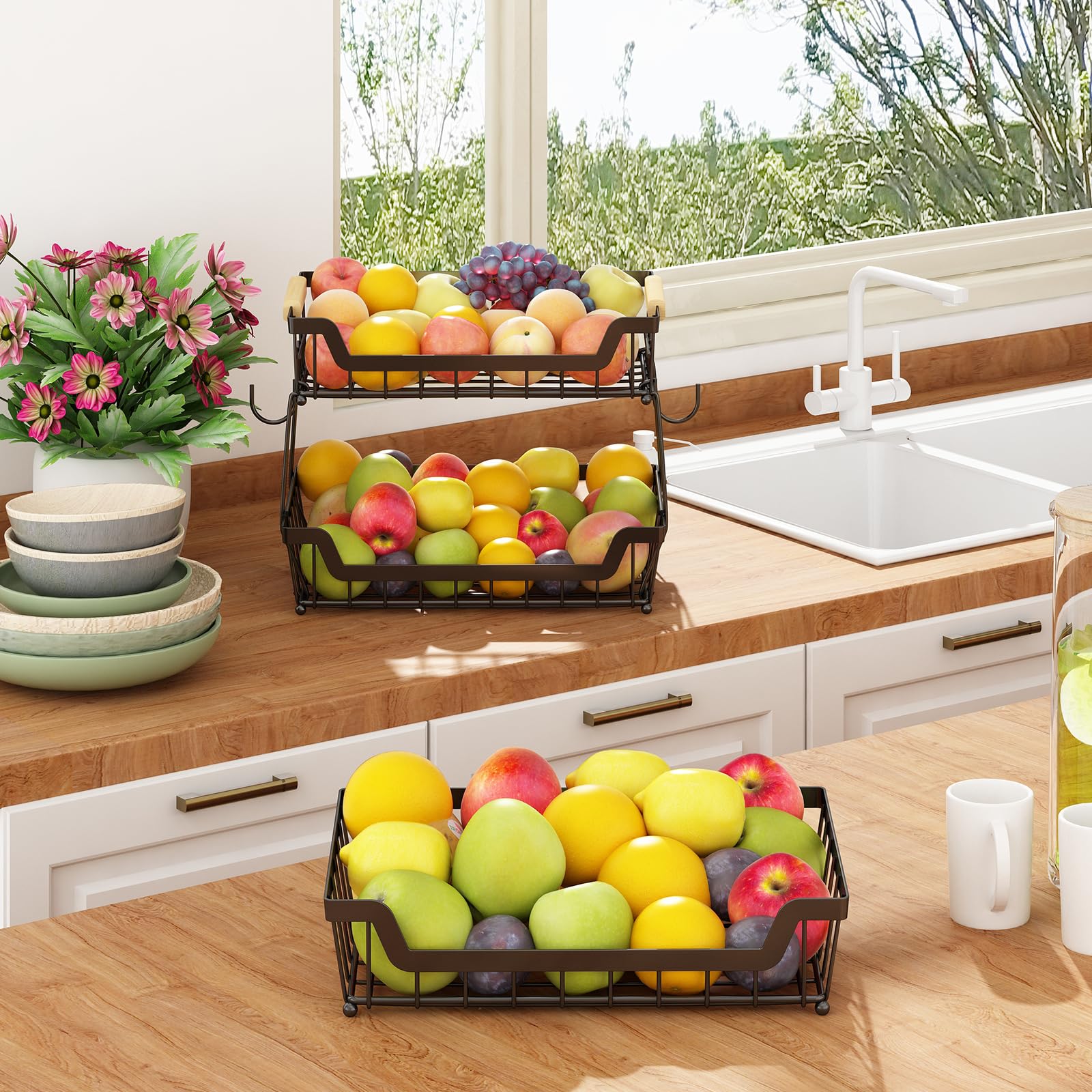 GILLAS large capacity rectangle stand on counter for fruits and bread