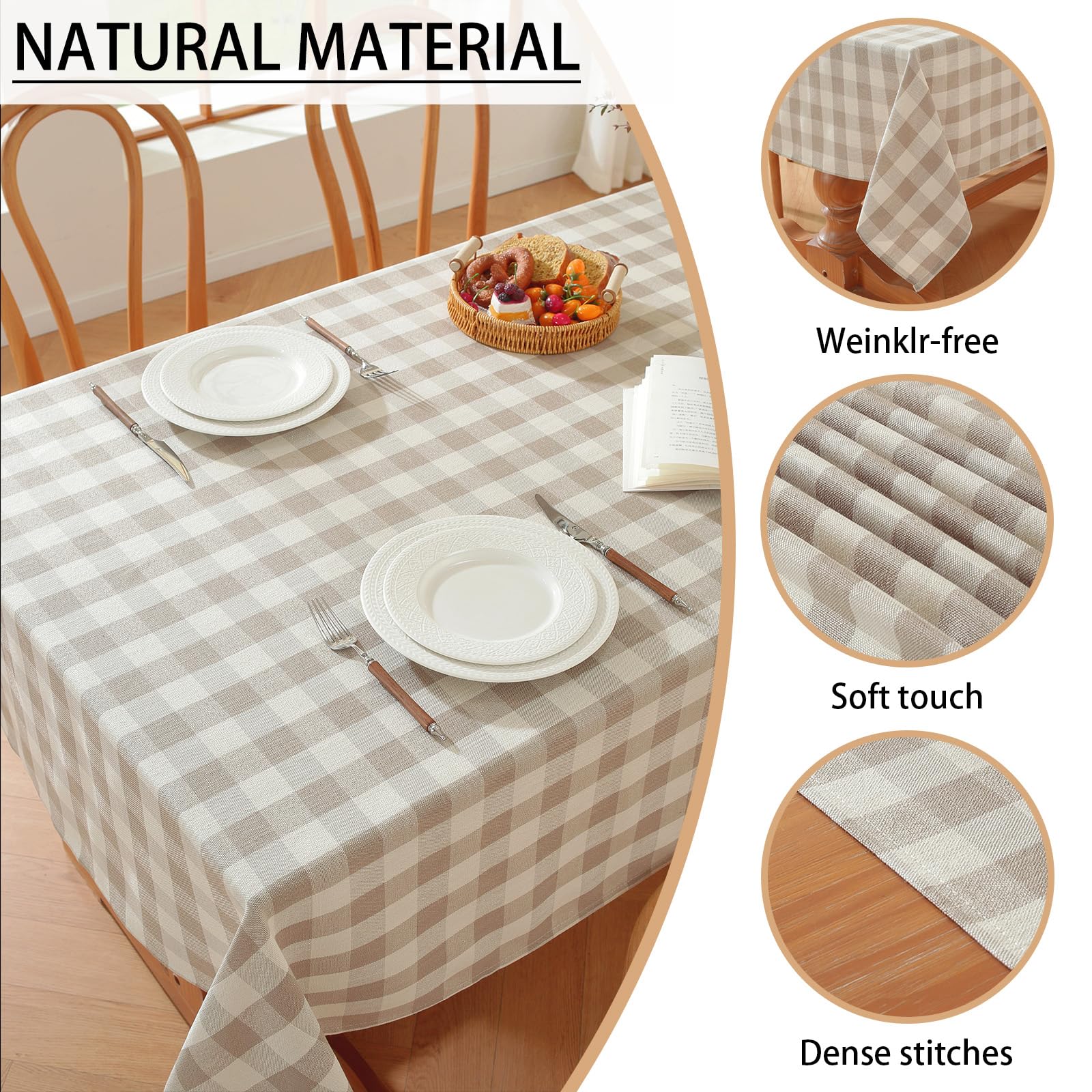 Gillhov buffalo plaid tablecloth suitable for indoor and outdoor dining.