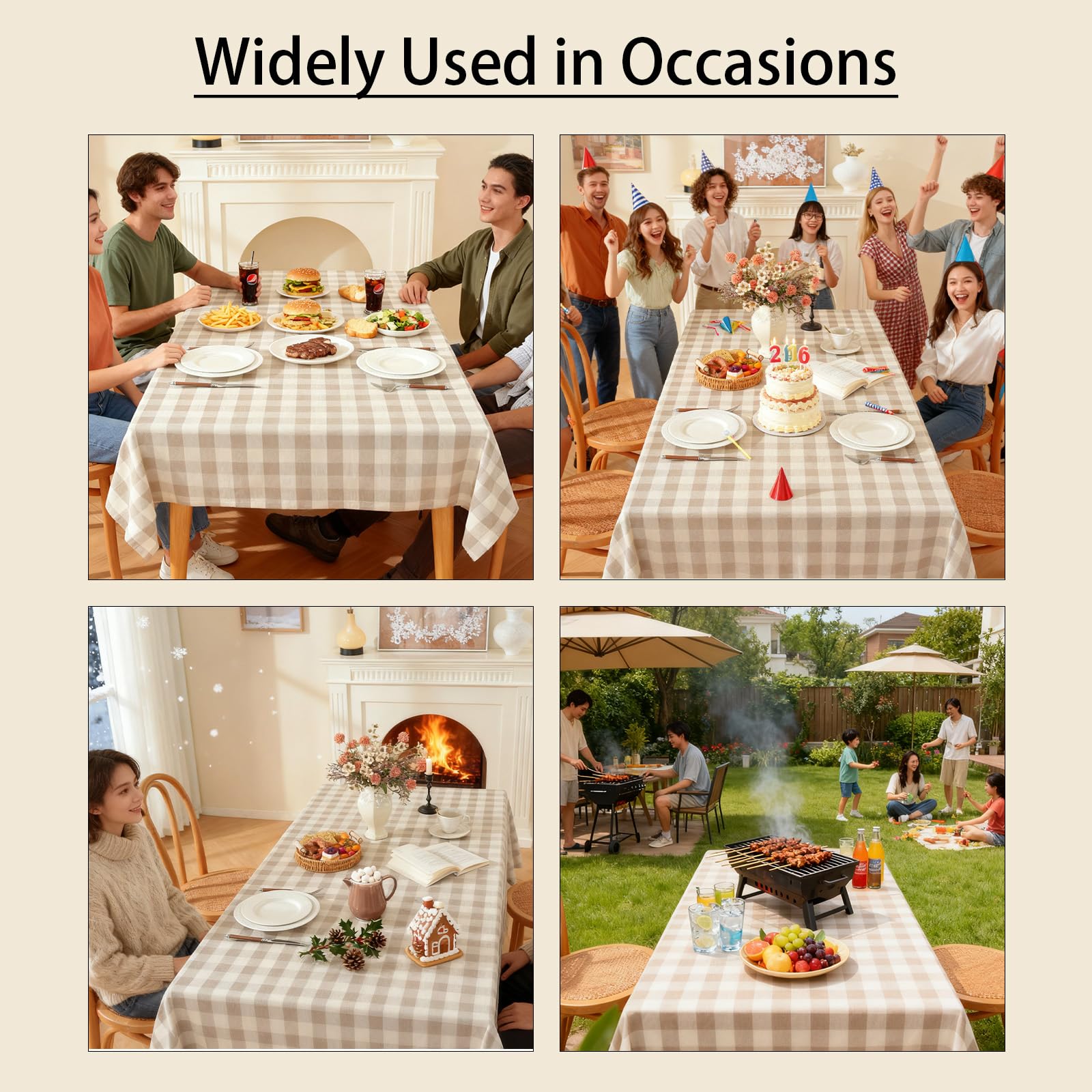 Gillhov indoor/outdoor plaid tablecloth ideal for picnics and parties.