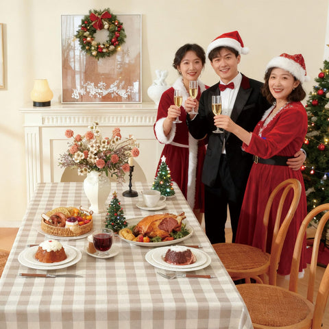 Gillhov non-slip textured plaid cloth protects surfaces during meals.