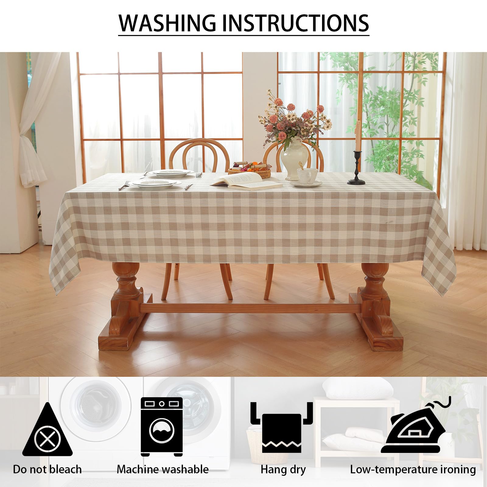 Gillhov washable tablecloth with fade-resistant fabric.