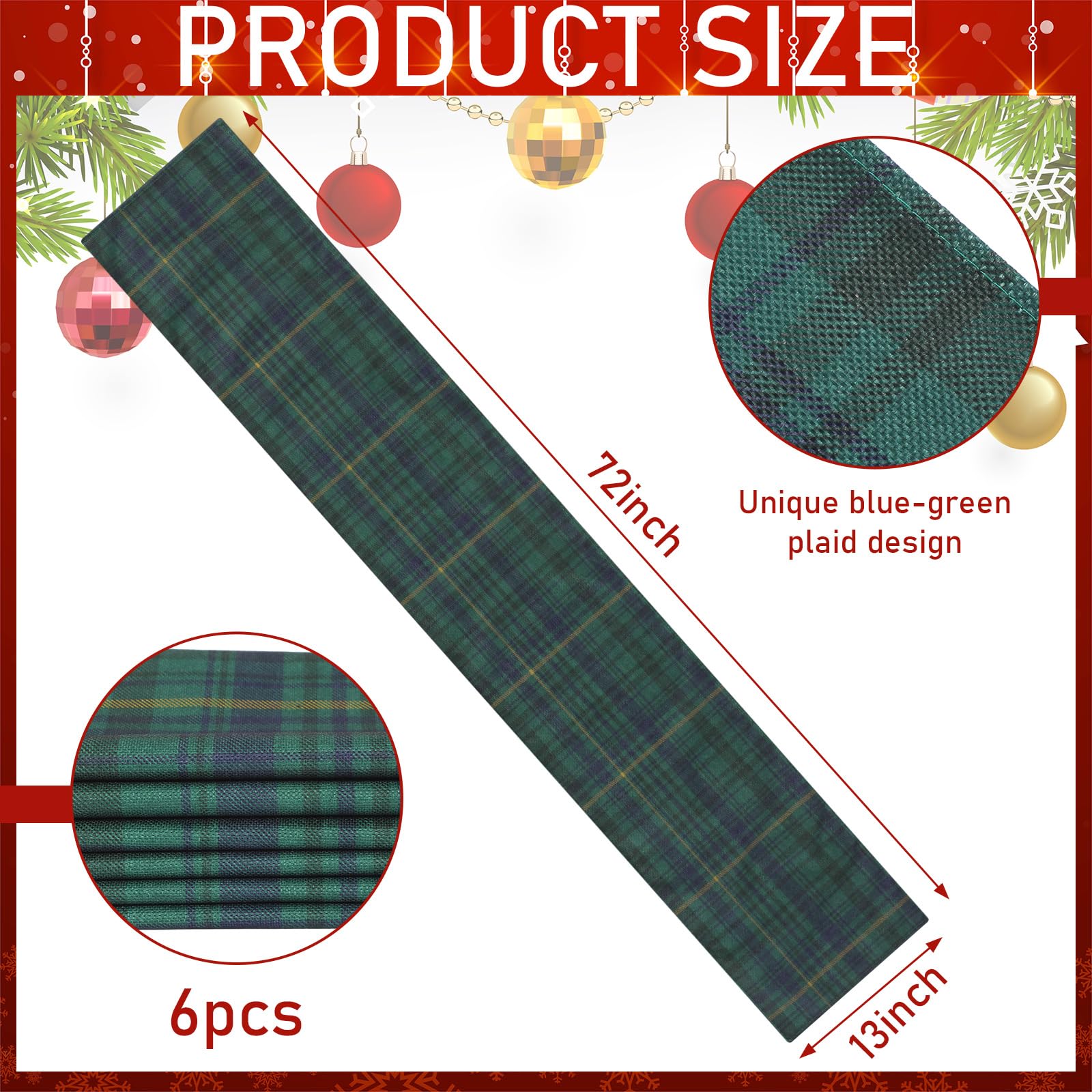 Gilprop blue-green plaid baby shower table runner adds vintage charm