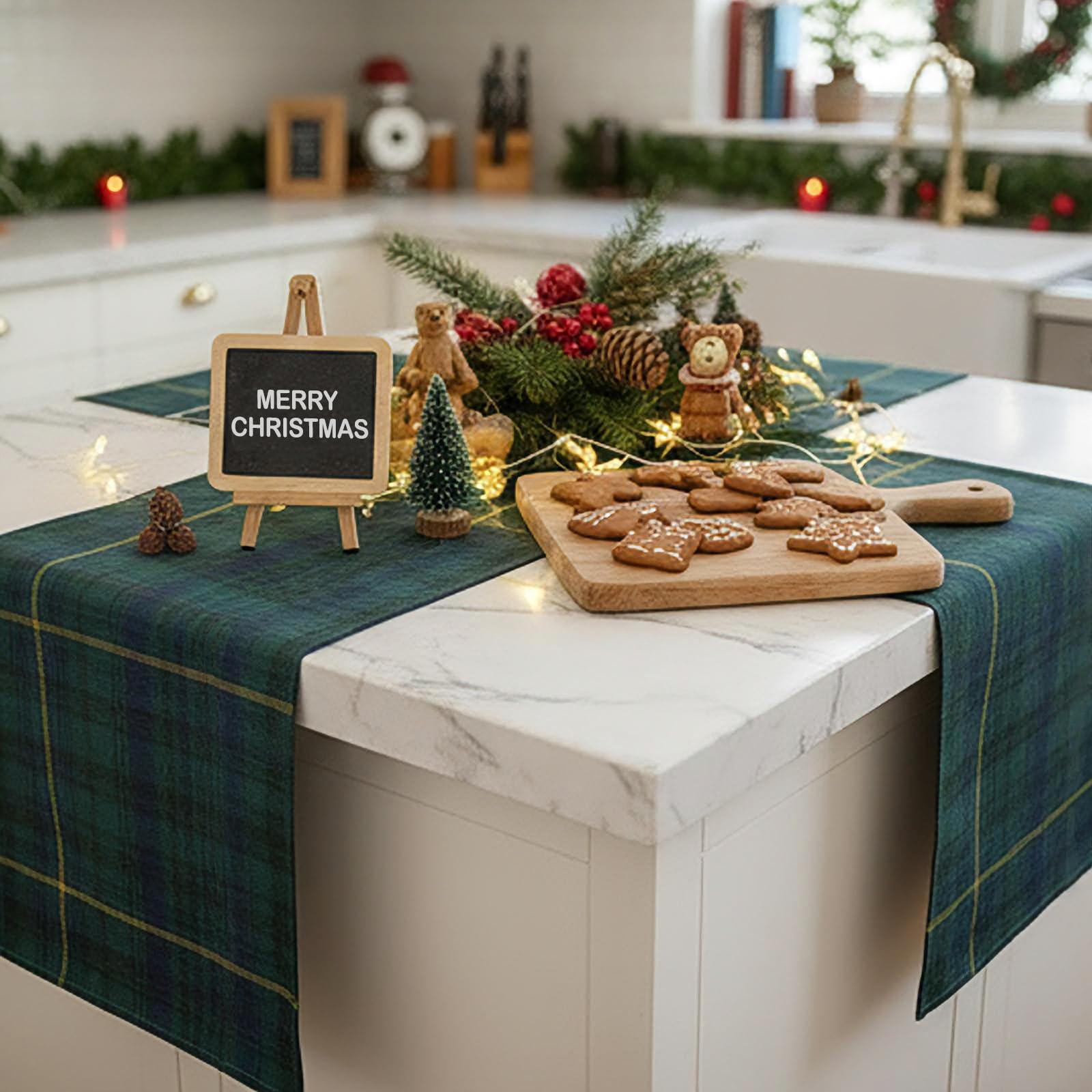 Gilprop green-blue plaid party decoration for cohesive decor