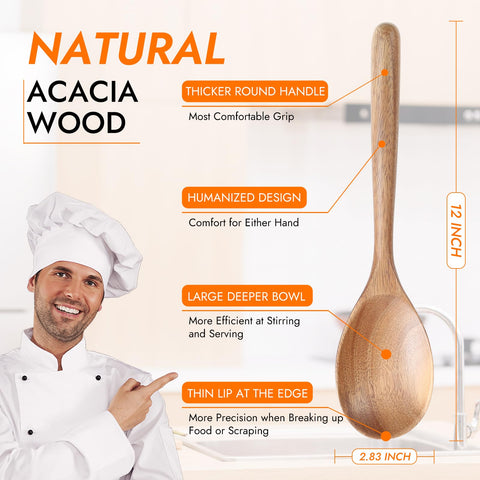 GinSent acacia spoon with ergonomic handle for comfortable stirring