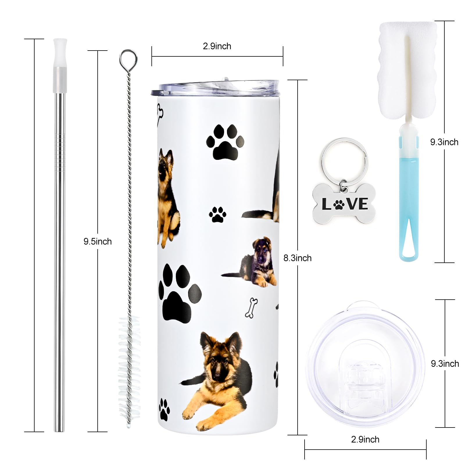 GINGPROUS tumbler suited for outdoor picnics and dog-themed gatherings.