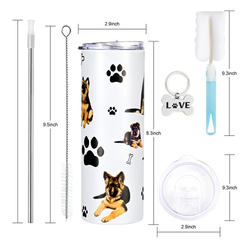 GINGPROUS tumbler suited for outdoor picnics and dog-themed gatherings.