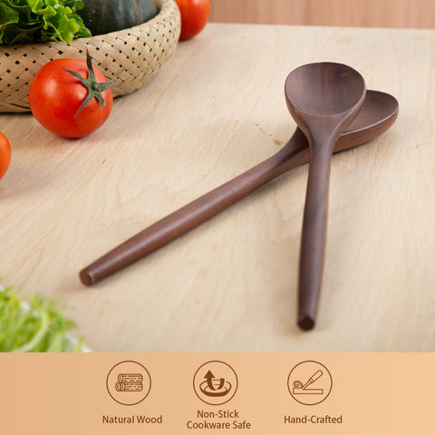 GinSent wooden spoon safe for non-stick cookware with comfortable grip.