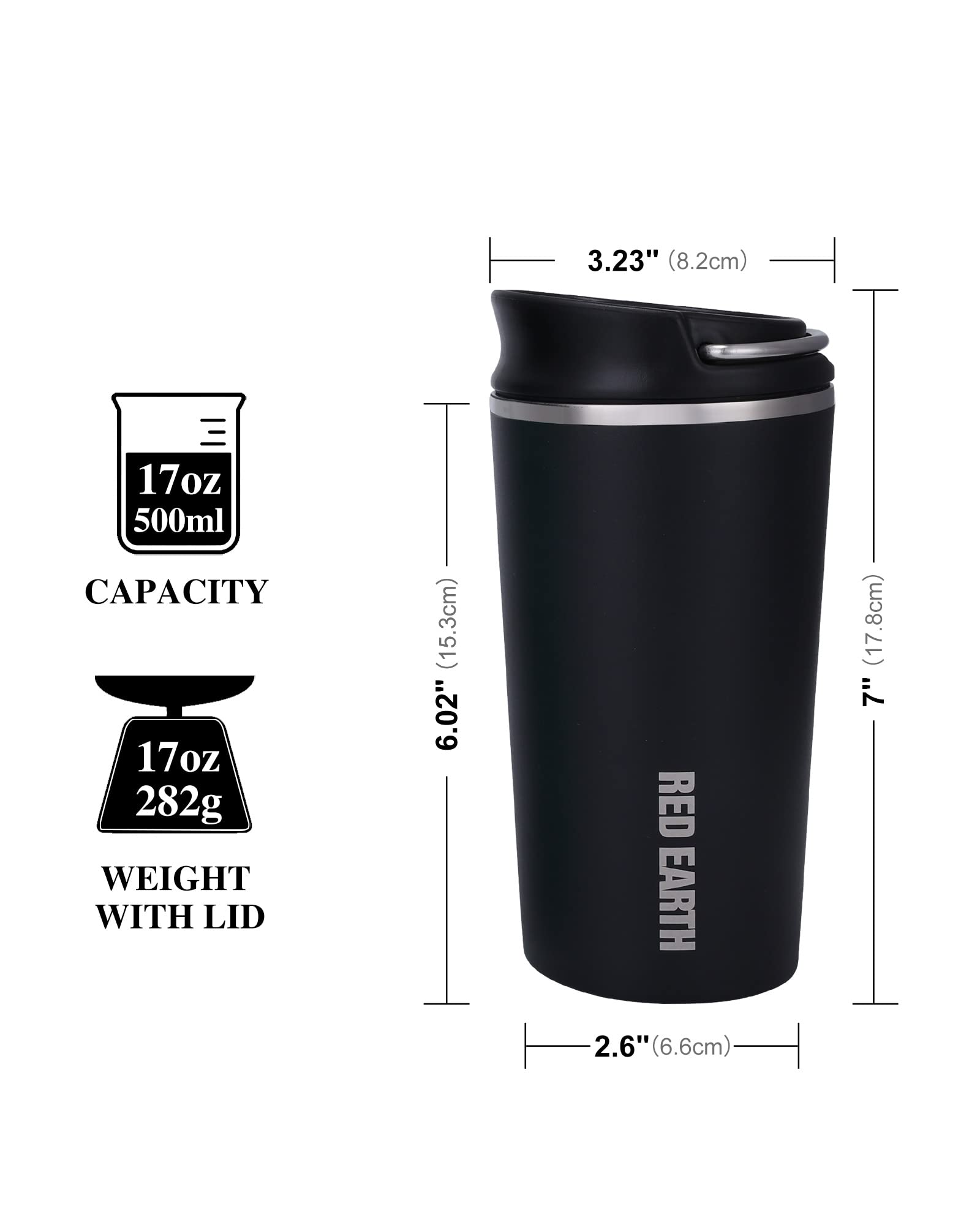 GiNT 17oz mug with metal handle for easy carry.