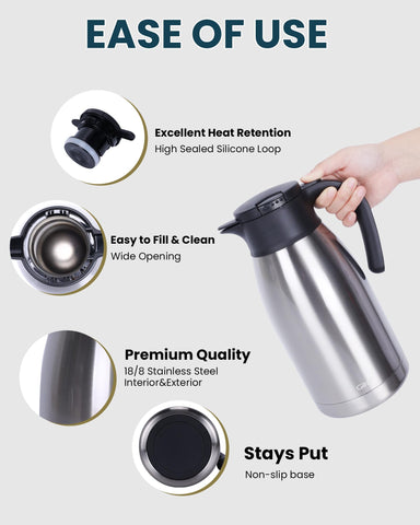 GiNT 304 stainless steel insulated carafe detail and durability