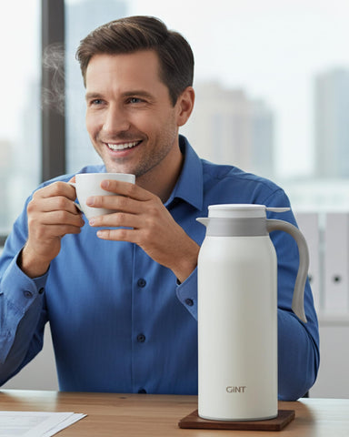 GiNT 51 oz carafe push pour control prevents drips during serving.