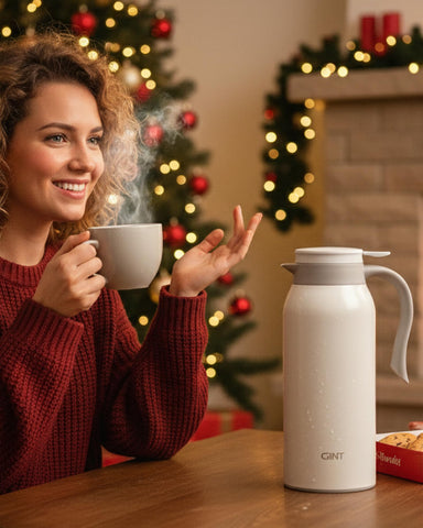 GiNT 51 oz carafe pour action shows smooth single-hand operation.