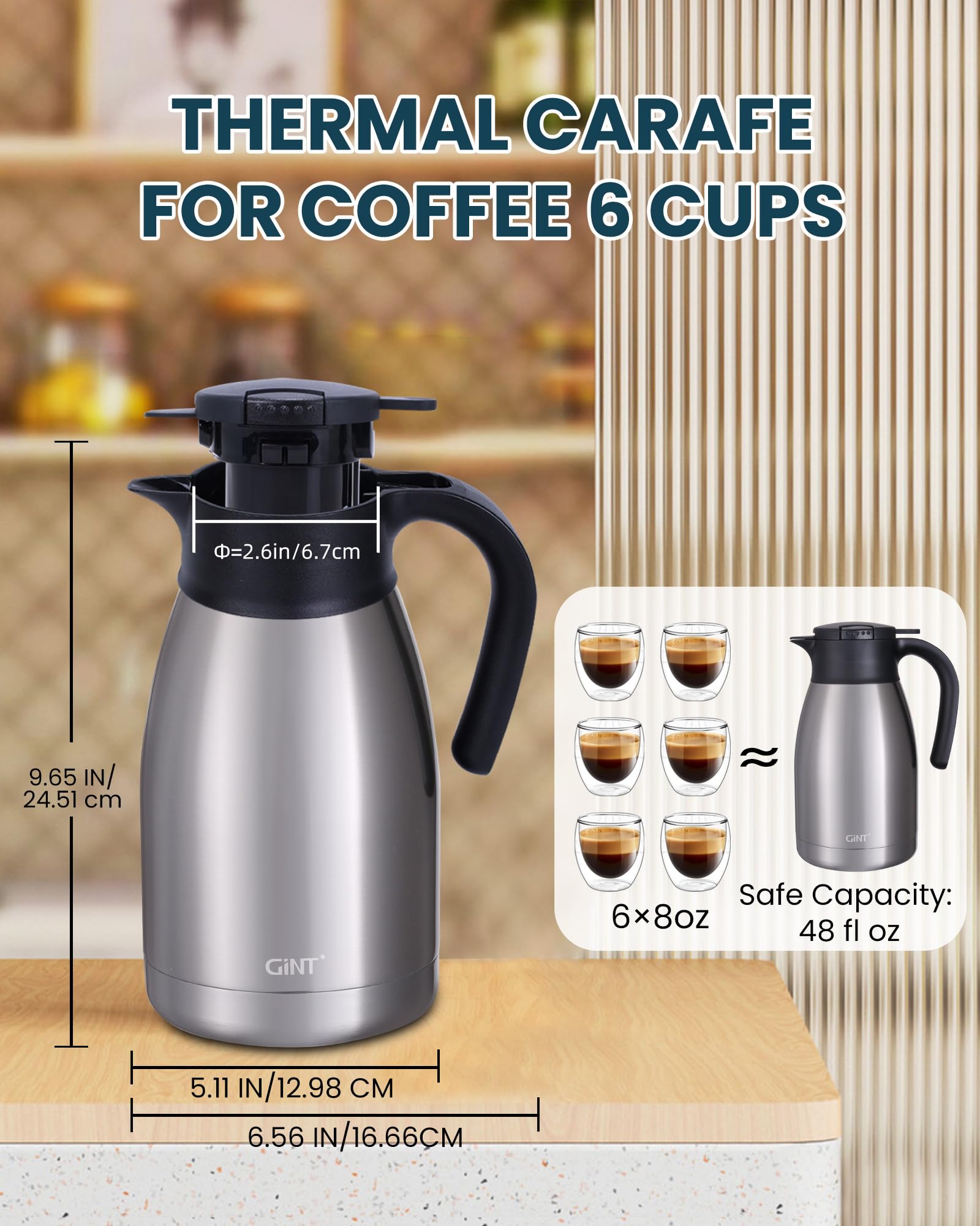 GiNT 51Oz carafe suited for bedside and office use